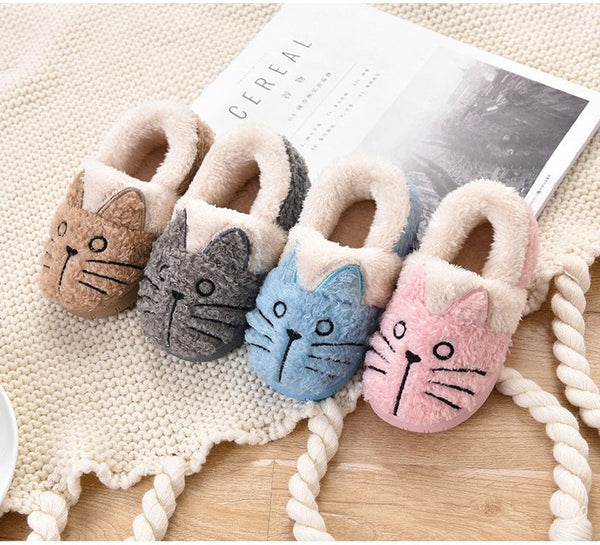 Toddler Cat Slippers – Soft Cotton, Warm Winter Indoor Shoes for Kids