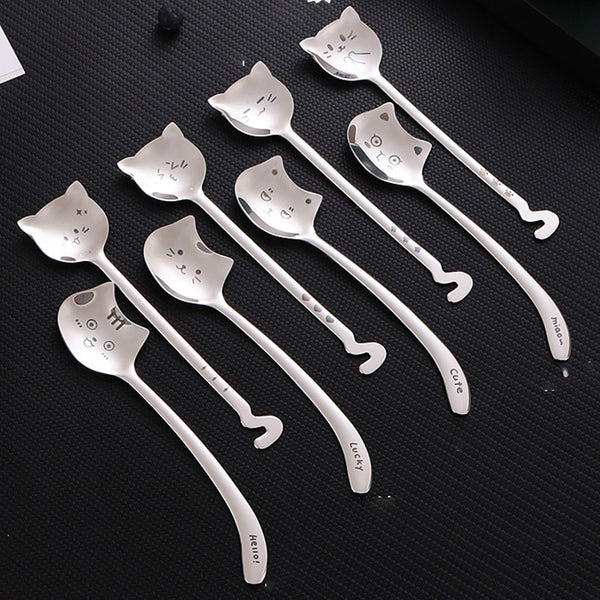 Japanese and Korean Long-tailed Cat Curly-tailed Cat Coffee Spoon