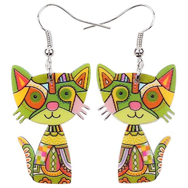 3D painted cat earrings