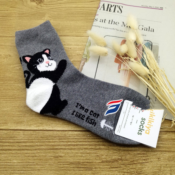 Ladies socks cat tube socks