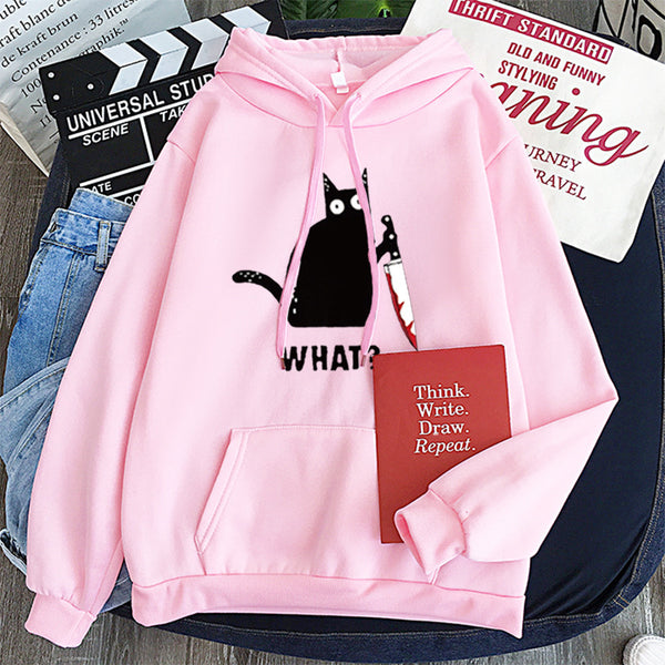 Black Cat Hooded Women's Hooded Sweatshirt