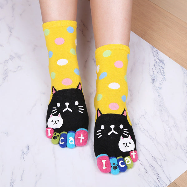 Toe Cute Cat Pattern Cartoon Toe Socks